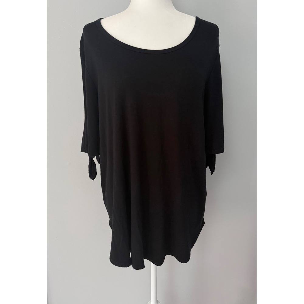 Karen‎ Kane Women's Tie Sleeve Tunic Top Scoop Neck Black Pullover Size XL